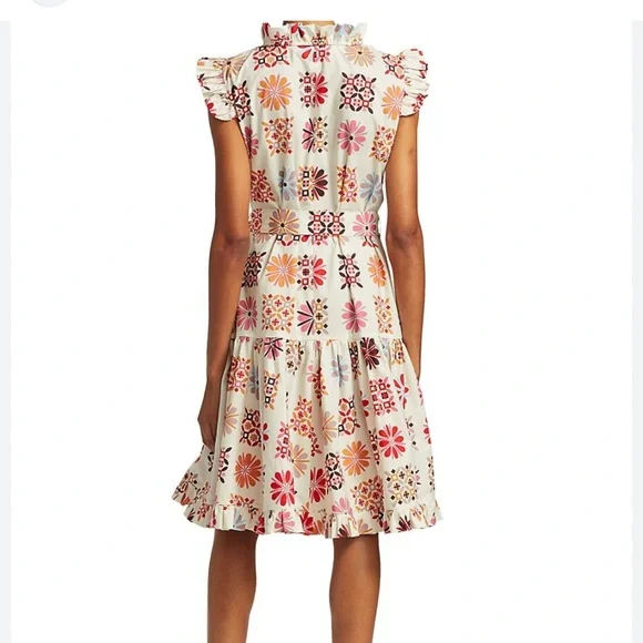 La doubleJ Dress Short & Sassy Vetrata floral Flared Ruffle Sleeve Dress M - Picture 2 of 9